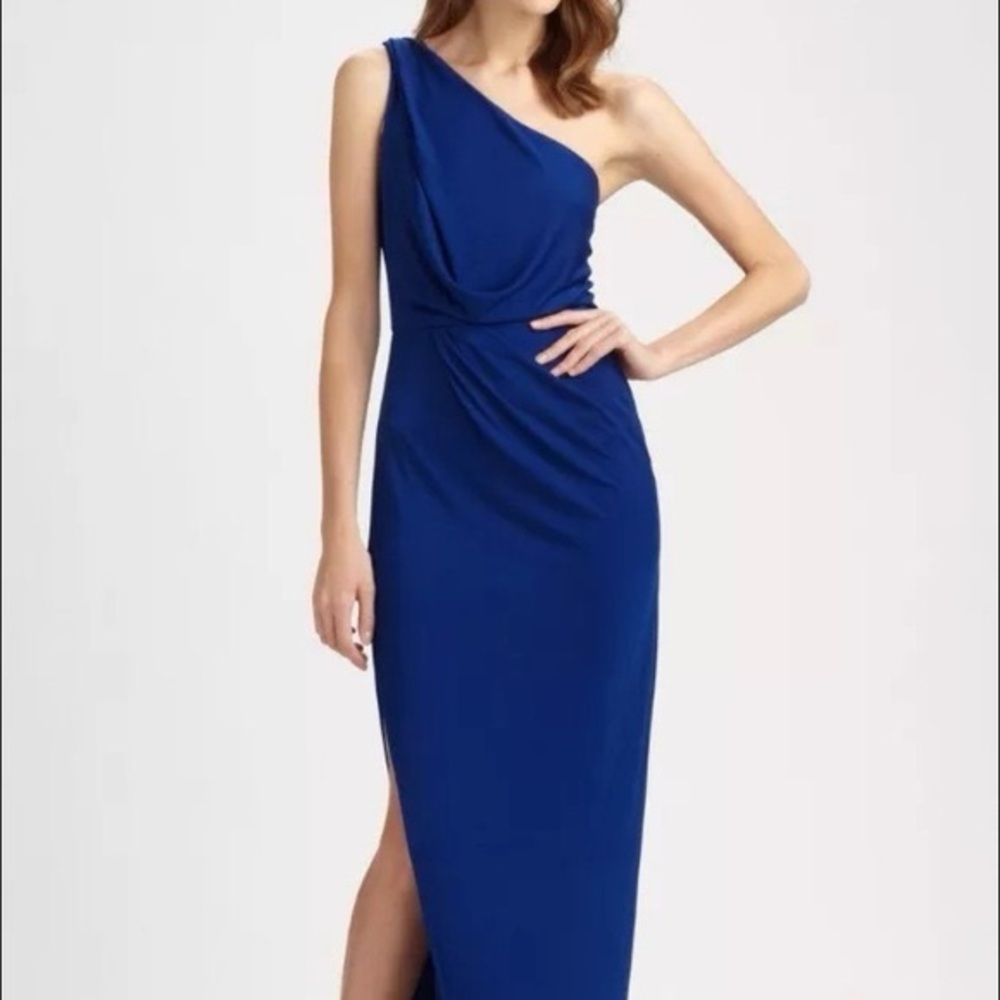BCBGMaxAzria Royal Blue One-Shoulder Dress